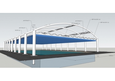 Mô hình 3D MÁI XẾP HỒ BƠI
